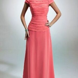 JJ's ALine Scoop Neck Flr Lngth MOB Special Occsn Jeweled Chiffon Dress US10 NWT